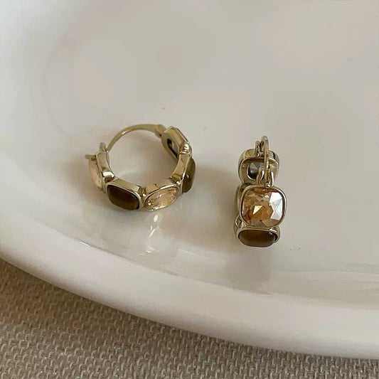 Gold meets Chocolate Brown Hoop Earrings