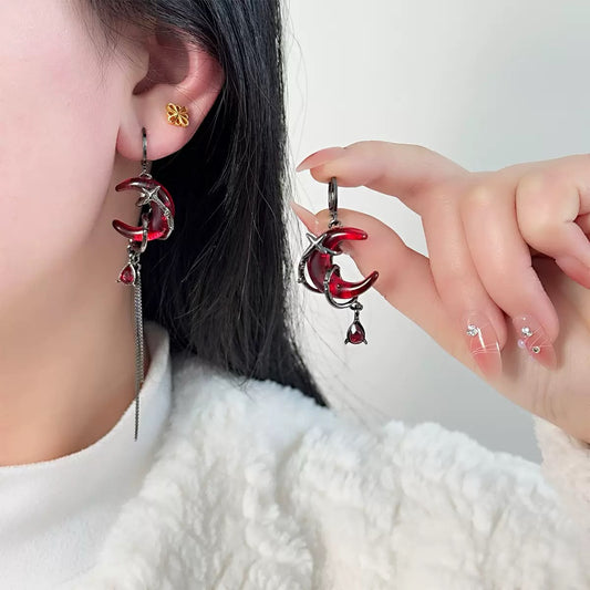 Crimson Eclipse Asymmetric earrings
