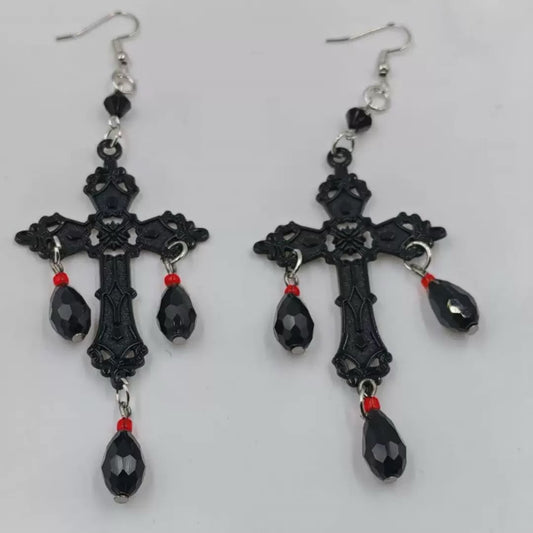 Gothic Romance Baroque Crosses earrings