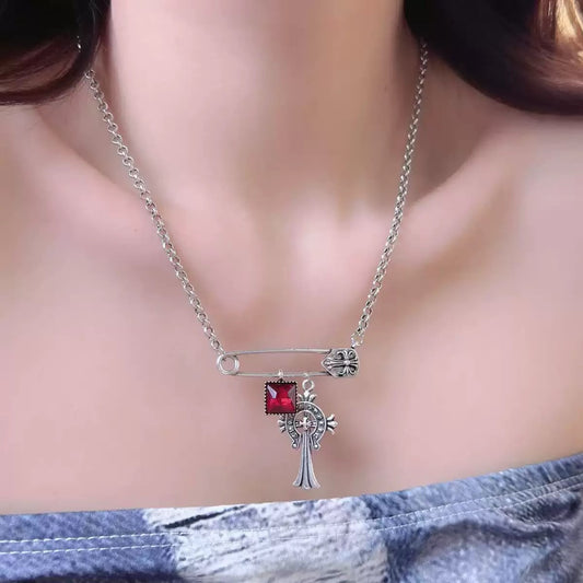 Rebel Saint Safety Pin Necklace