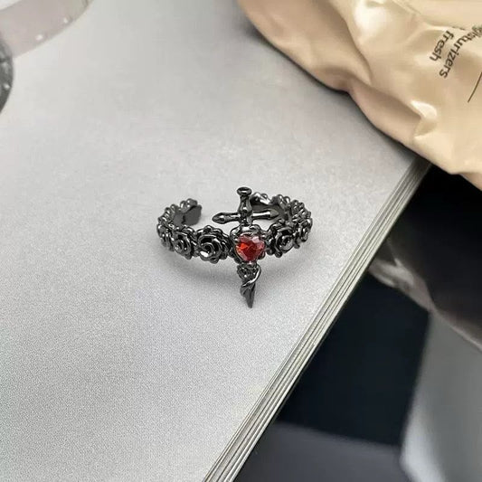 Gothic Dagger Rose Ring