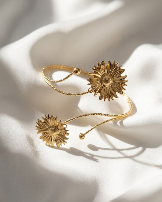Golden Hour Sunflower Bypass Bangle