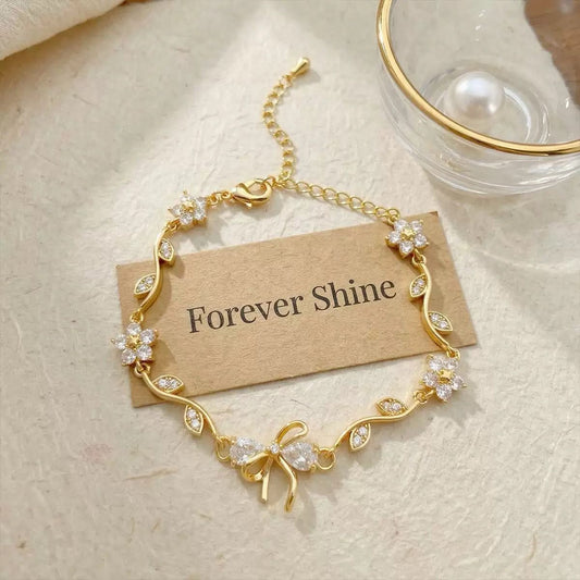 Gilded Garden Coquette Bow Bracelet
