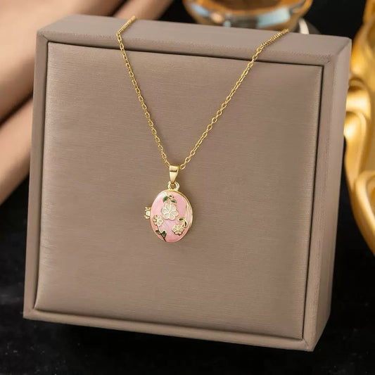 Blushing Garden Locket Necklace