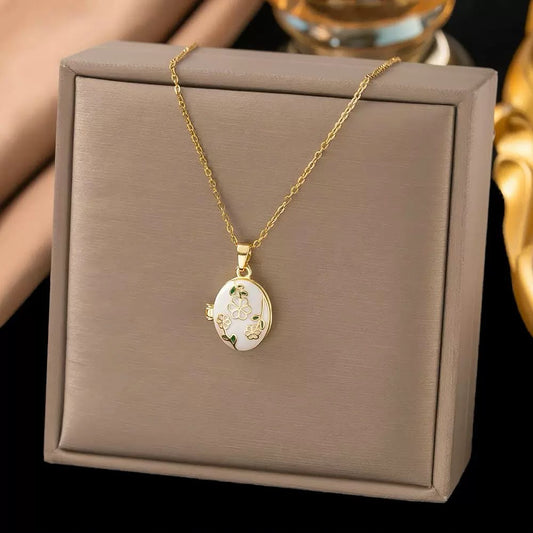 Ivory Flower Girl Locket Necklace