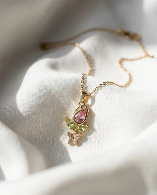 Dainty Rosebud Flutter Necklace