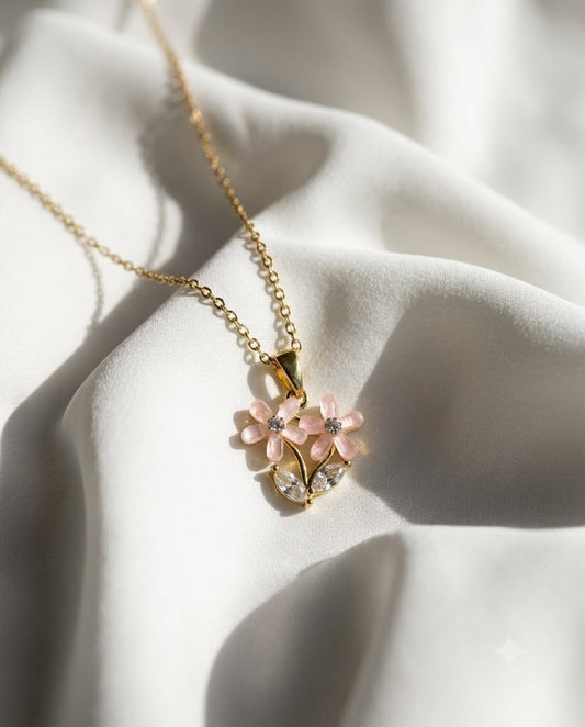 Blossom Valley Pink Flowers Necklace