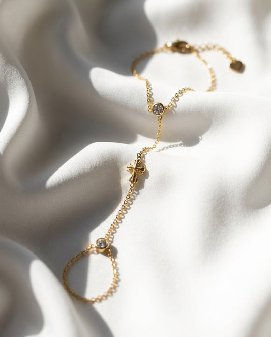 Divine Cross Rhinestone Hand Jewellery