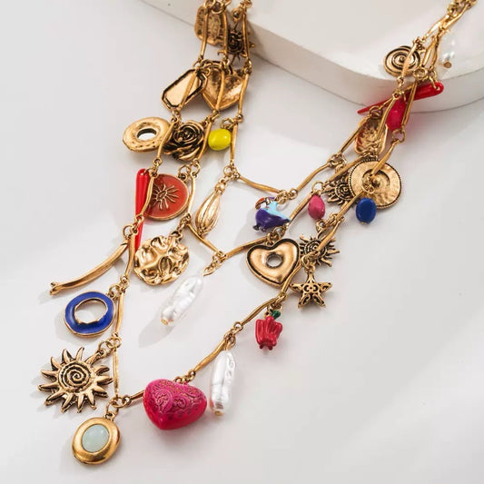 Charm collector Triple Layered Necklace