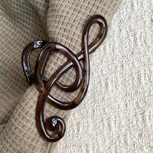 Musical Note Brown Claw Clip