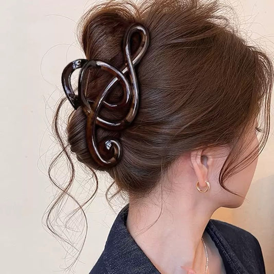 Musical Note Brown Claw Clip