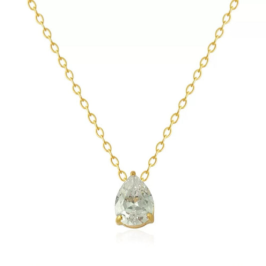 Starry-Solitaire Pearl Shaped Necklace