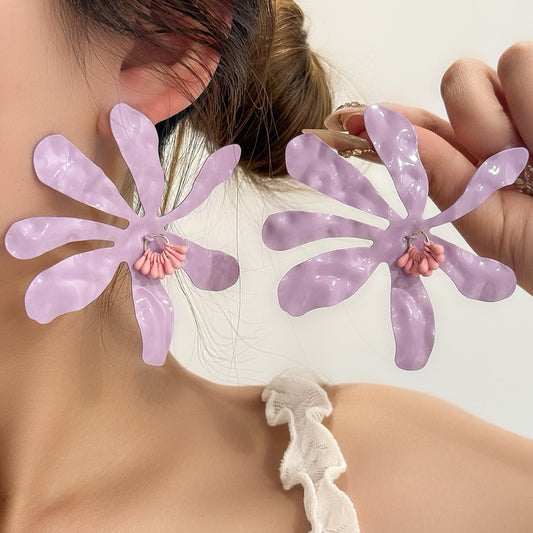 Bloom-smith Purple Hammered Earrings
