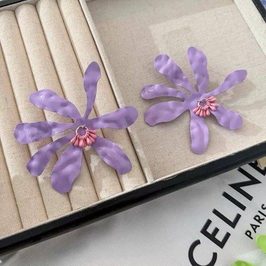 Bloom-smith Purple Hammered Earrings