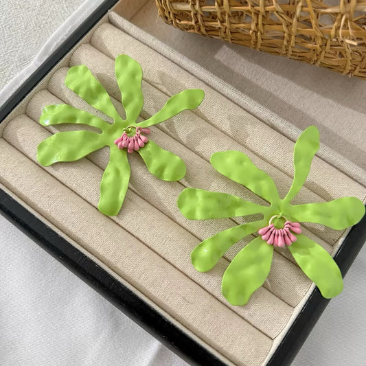 Forged Floral Hammered Earrings