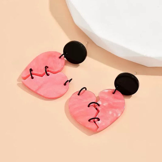 Mended-Heart Stitched Earrings