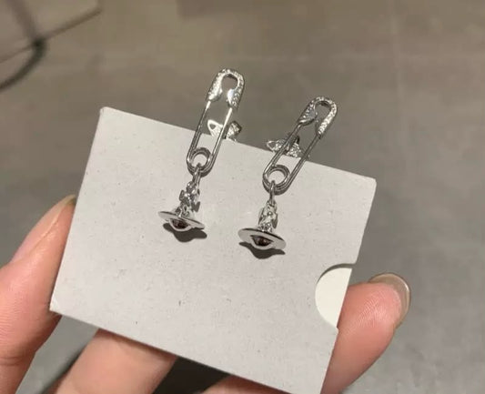 Saturn Theory Safety Pin Earrings