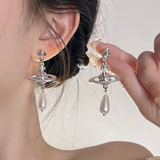 Pink Orbit Pearly Earrings