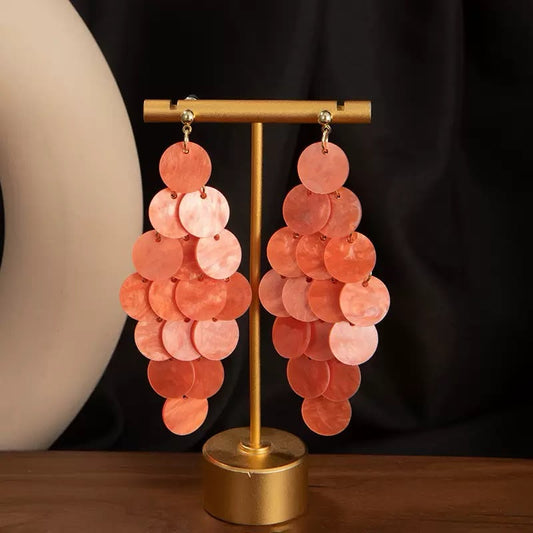 Tangy Sunset Cascading Shell Earrings
