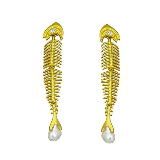Avant-garde Fish Skeleton Earrings