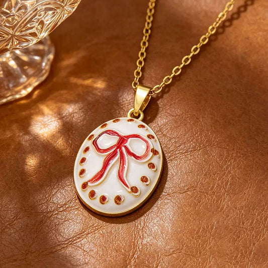 Boutique-Bow Oval Necklace
