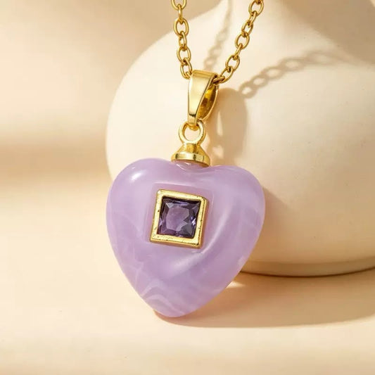 Mauve Sweetheart Stone Necklace