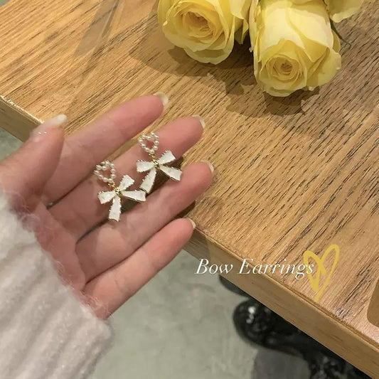 Cute white Bow Earrings