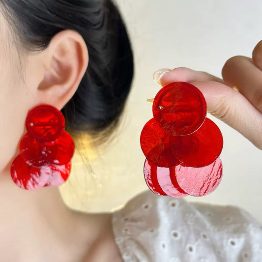 Scarlet Horizon Cascading Shell Earrings