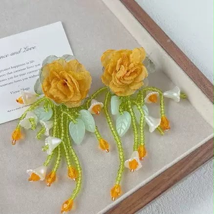 Whimsical Vibrancy Yellow Fabric Earrings
