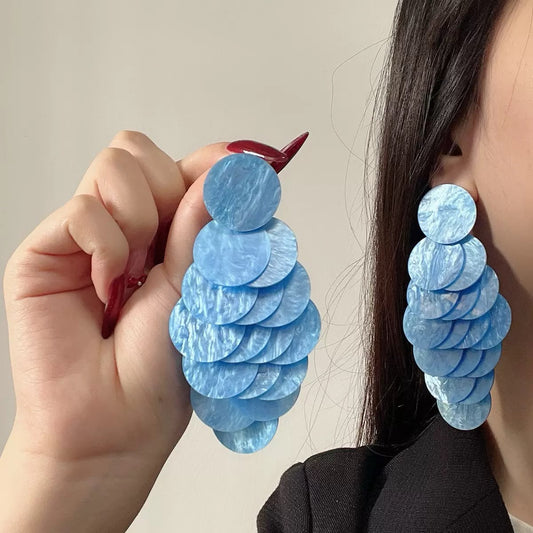 Cerulean Layered Shell Earrings