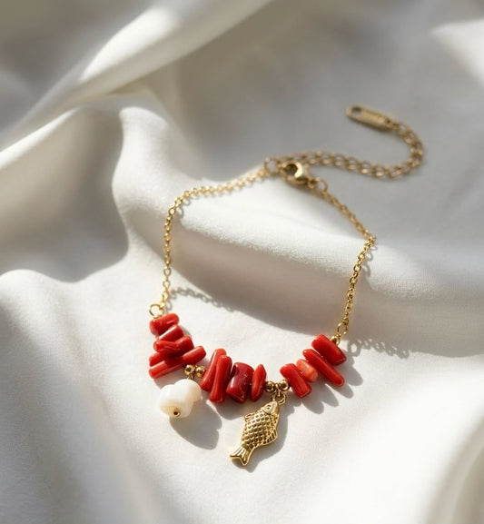 Scarlet reef Fish charm Bracelet