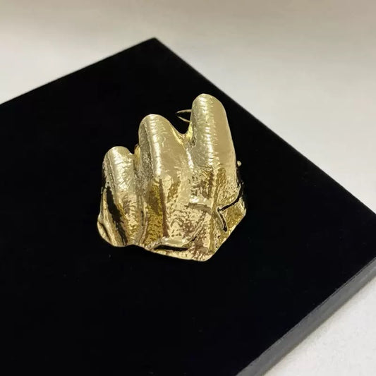 Asymmetrical Molten Pleated Knuckle Ring