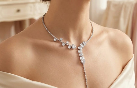 Midnight Gala Asymmetrical Rhinestone Necklace