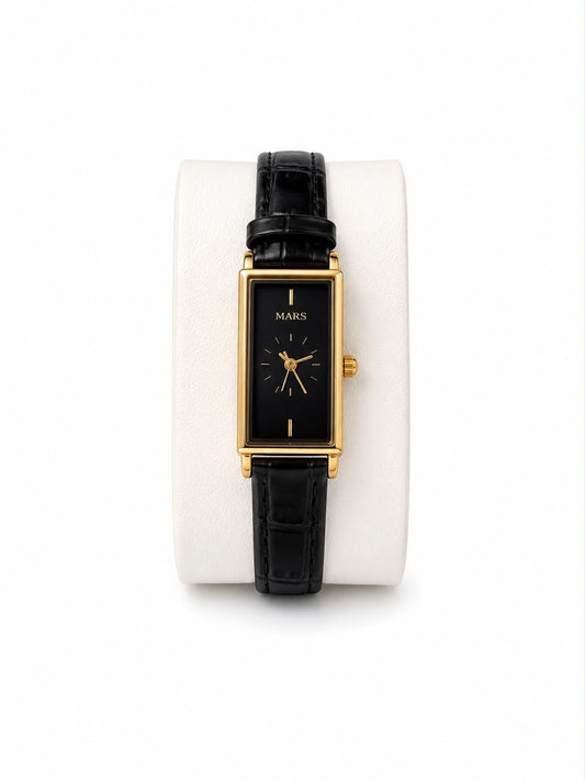 Noir-hour Classy Rectangular Watch