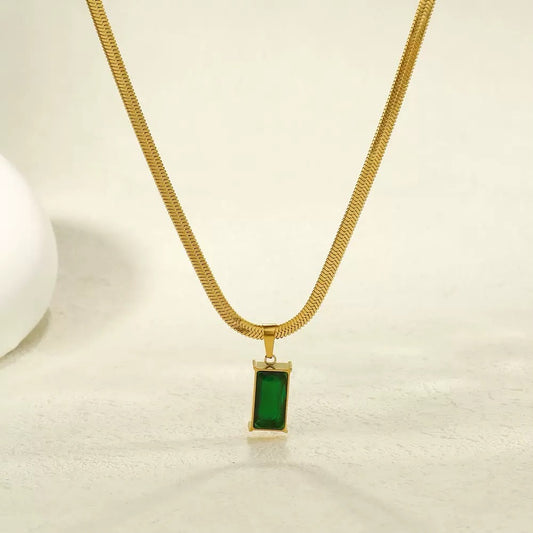 Emerald Frame Chunky Necklace