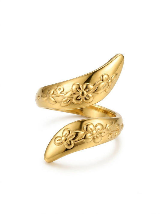 Floral Embrace Open-wrap Ring