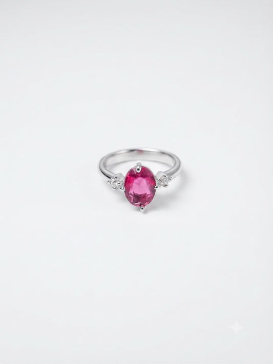 Fuchsia Glow Oval Ring
