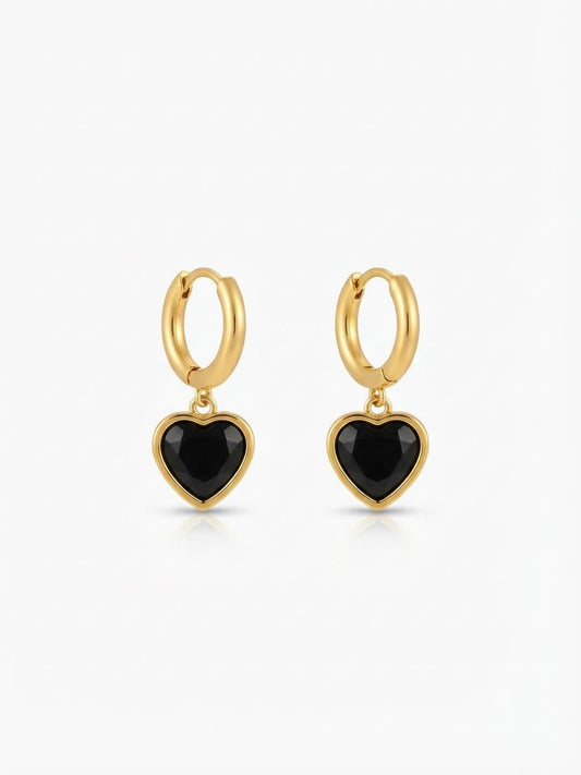 Cupid’s Glow Black Hoop Earrings