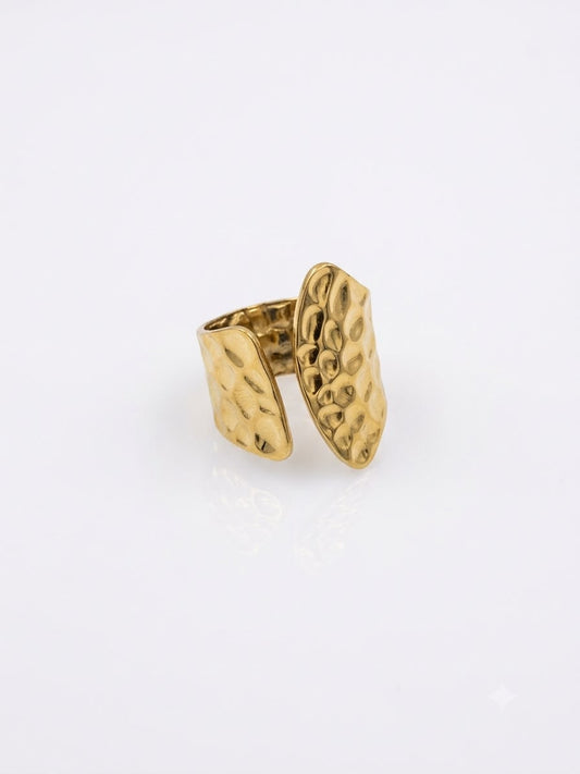 Textured Crest Gold Ring