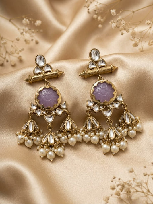 Lilac Luxe Kundan Drop Earrings