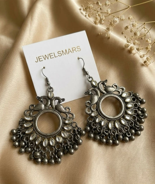 Mayuri Kundan Oxidized Chandbali Earrings