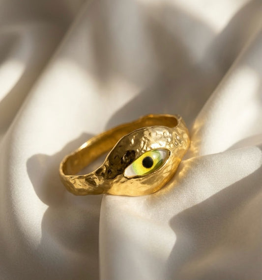 Aura Eye Textured Gold Bangle