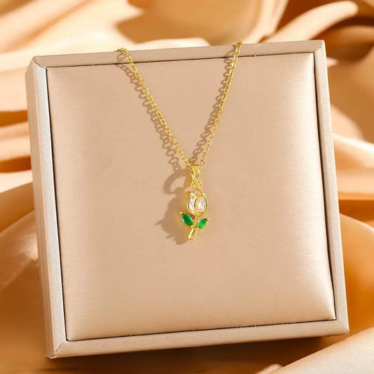 Blooming Tulip Pendant Necklace