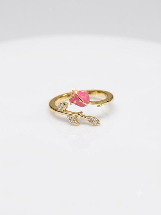 Midnight Bloom Rose Wrap Ring