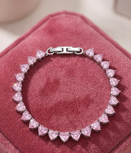 Pink Crush Heart Tennis Bracelet