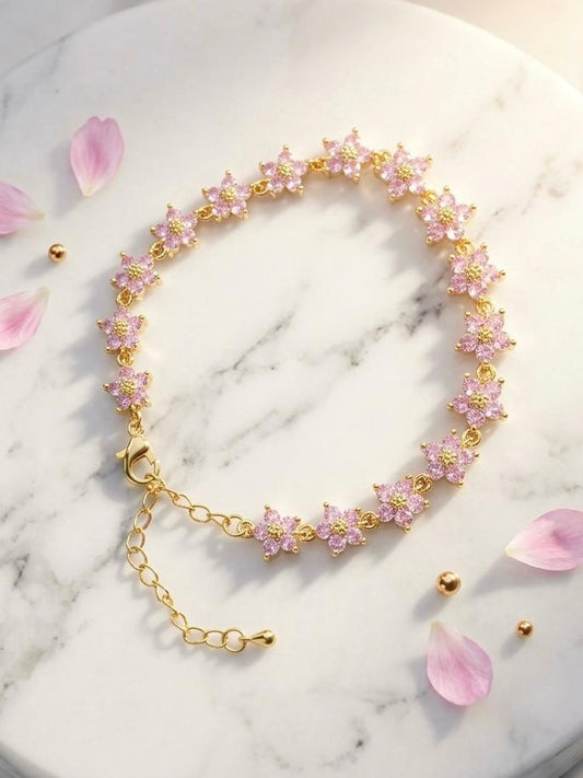 Pink Sakura Sparkle Charm Bracelet