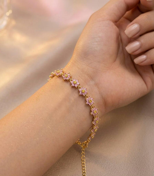 Pink Sakura Sparkle Charm Bracelet