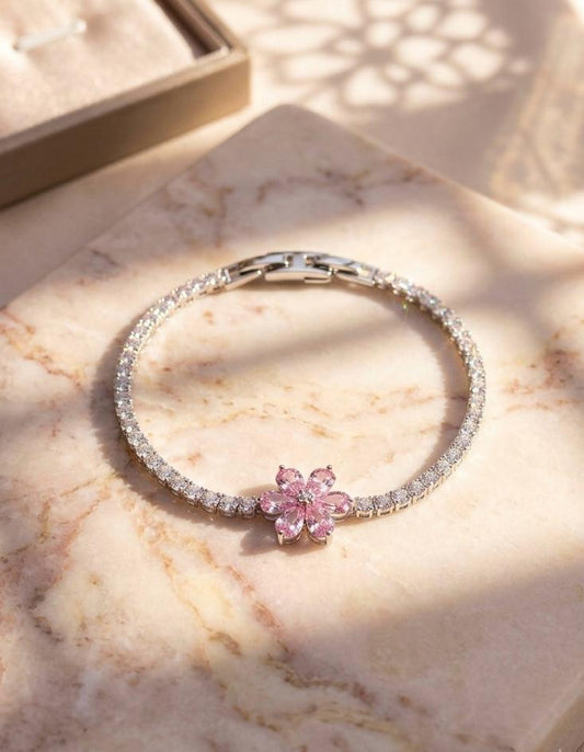 Blush Bloom Crystal Tennis Bracelet