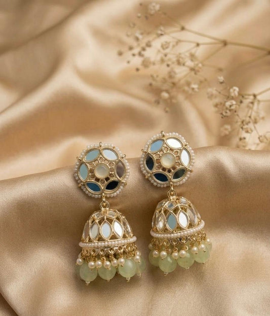 Mirror Magic Sage Jhumkas