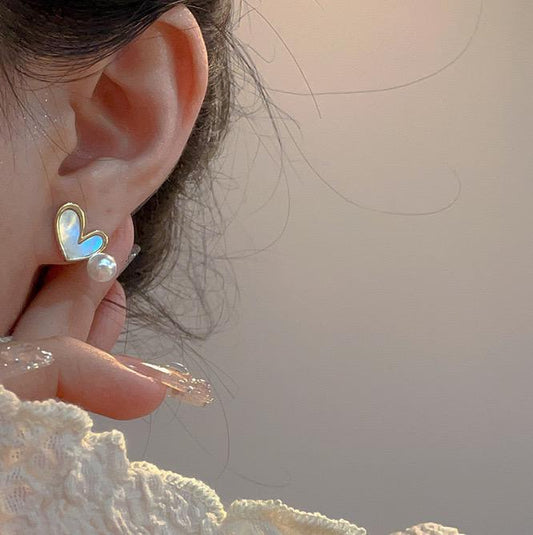 Heart with Pearl cute Earrings